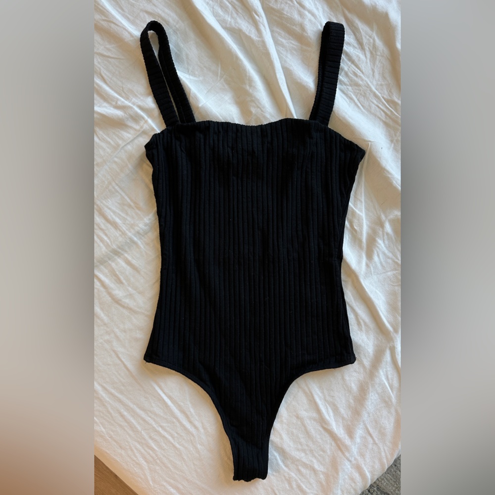 Whimsy + Row Mia Bodysuit (Black Ribbed)